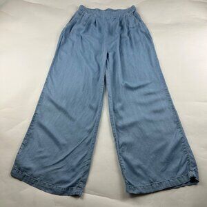 Haute Monde Light Blue Chambray Denim Tencel Wide Leg Pant L